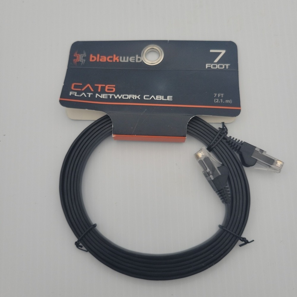 Blackweb CAT6 Flat Network Cable‎ - 7 Foot - New